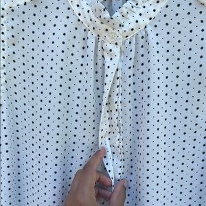 Sleeveless White Polka Dot Blouse